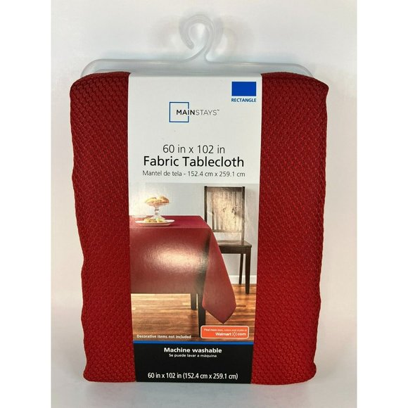 Mainstays Fabric Tablecloth 60 in x 102 in Rectangle in Red Sedona - Picture 1 of 3